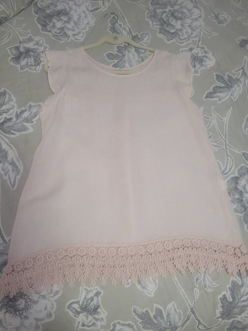 Pale Pink Italian Linen Tunic Cap Sleeve Top Size Small EUC